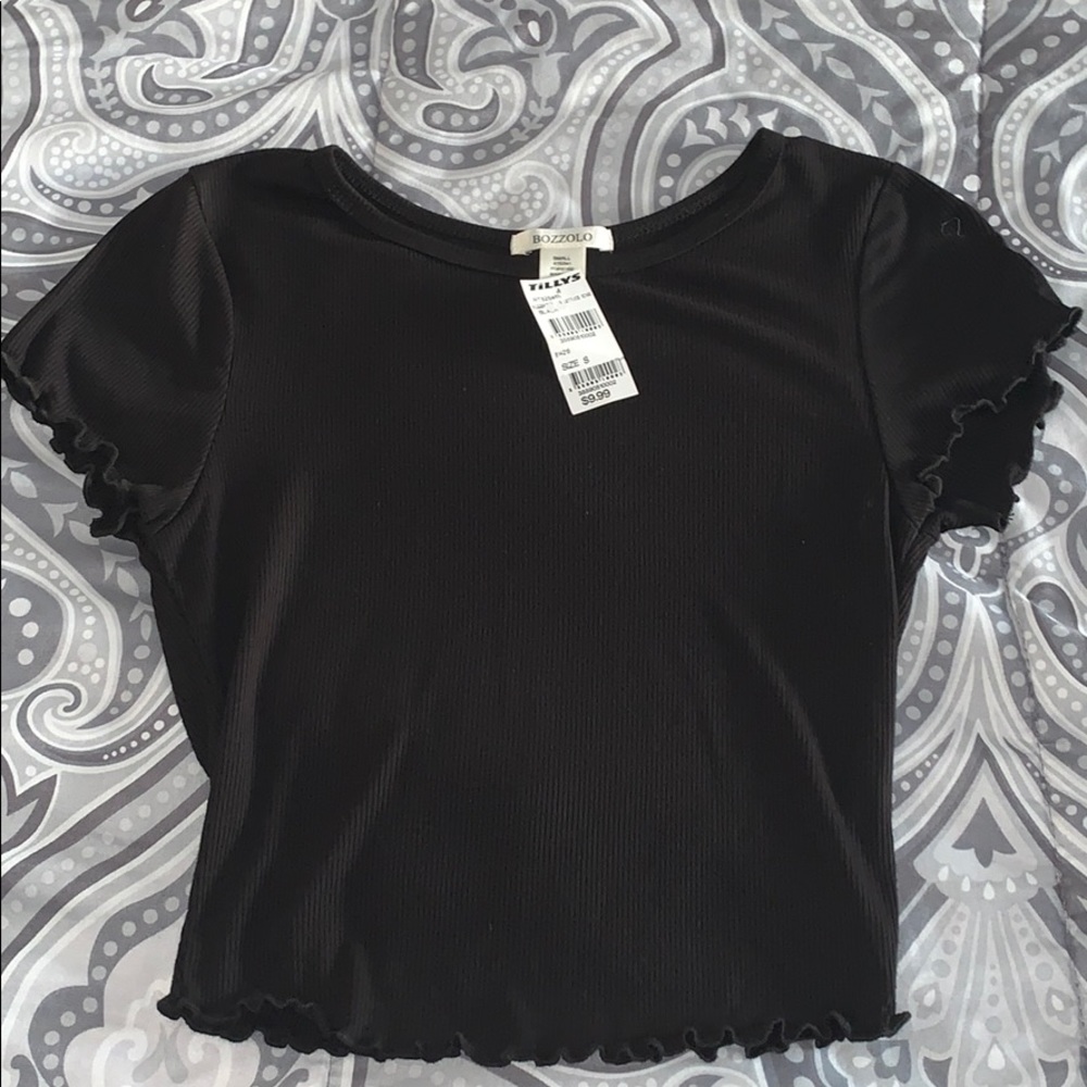 Cropped ribbed tee